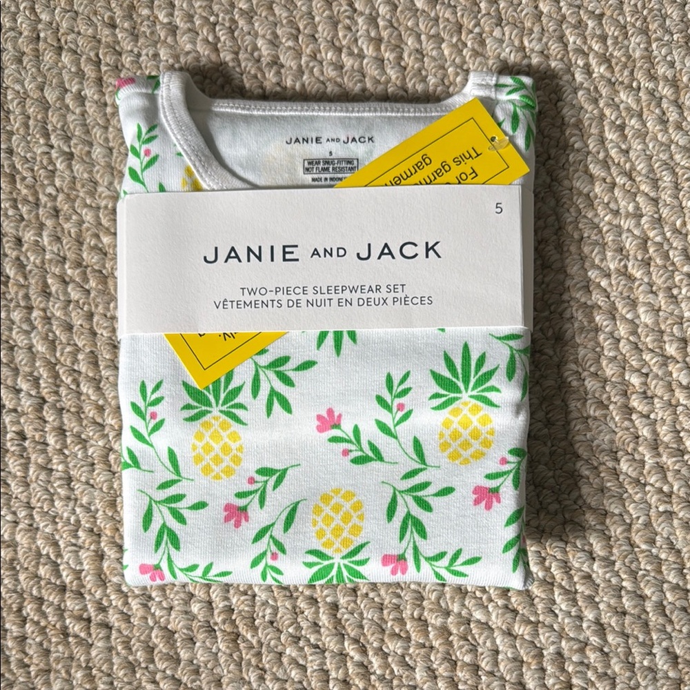 Janie and Jack Tropical Pineapple Sleepwear Set